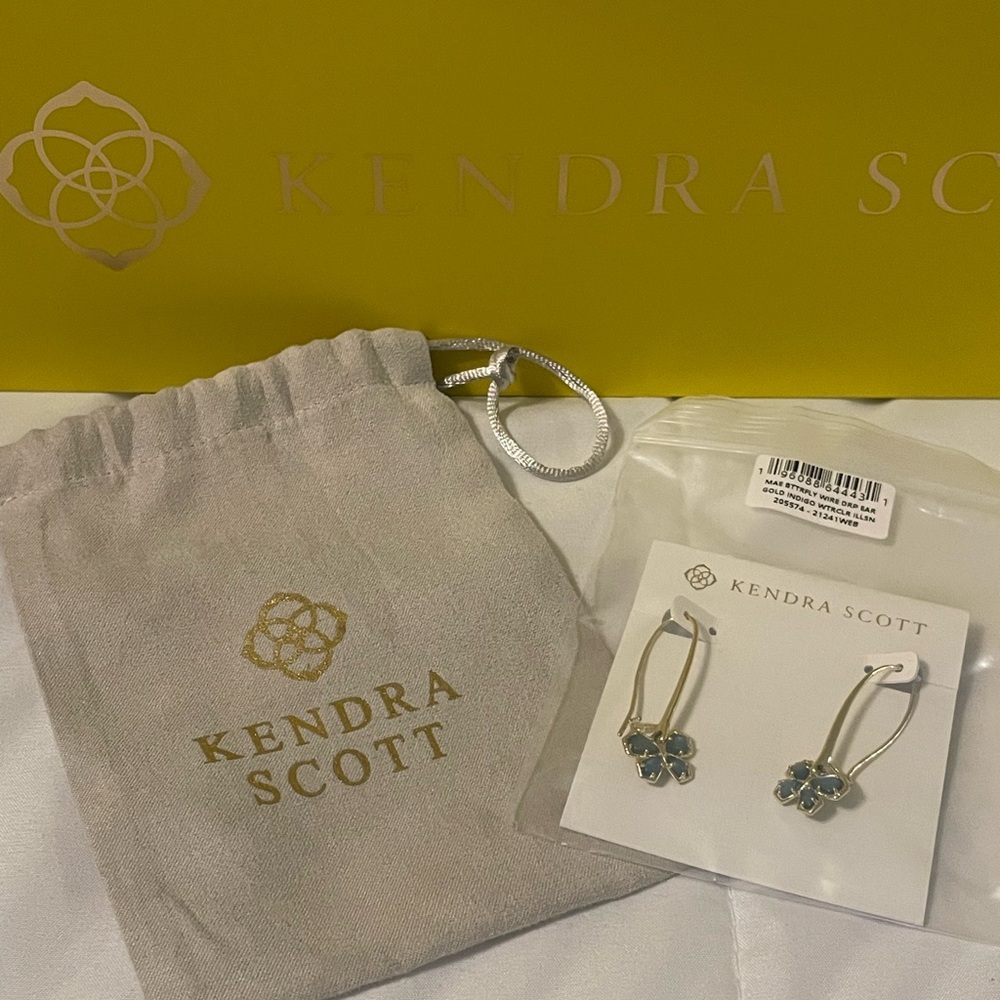 Kendra Scott Gold Butterfly Wire Drop Earrings in Indigo Watercolor Illusions